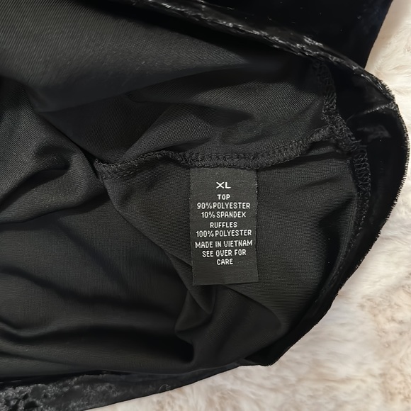 IZ Byer California Black Velvet & Organza Ruffle Gathered Asymmetrical Tank Y2K - Picture 7 of 8